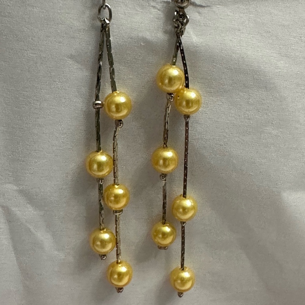Dangle Yellow Pearl Like Earrings